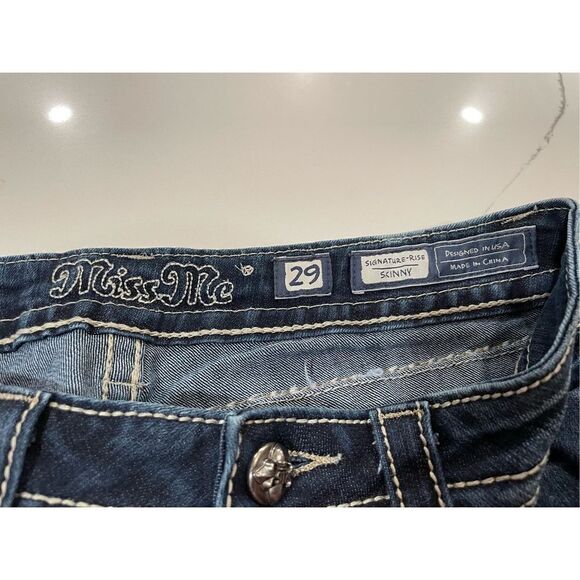 Miss Me Winter Cross Signature Rise Skinny Jeans Dark Wash Sz 29 - Picture 6 of 8